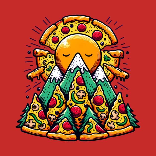 Funny Pizza Moutain for Pizza Lovers by logiamerch