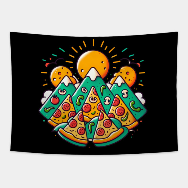 Funny Pizza Moutain for Pizza Lovers Tapestry by logiamerch