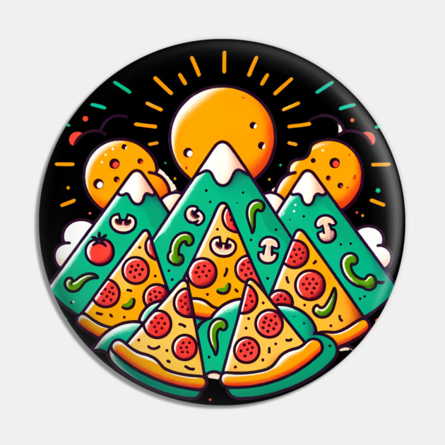 Funny Pizza Moutain for Pizza Lovers Pin by logiamerch