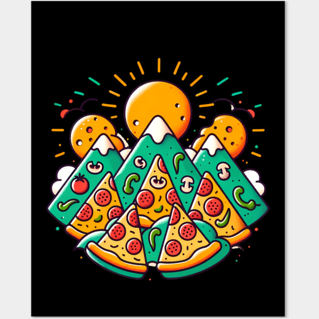 Funny Pizza Moutain for Pizza Lovers Wall Art by logiamerch