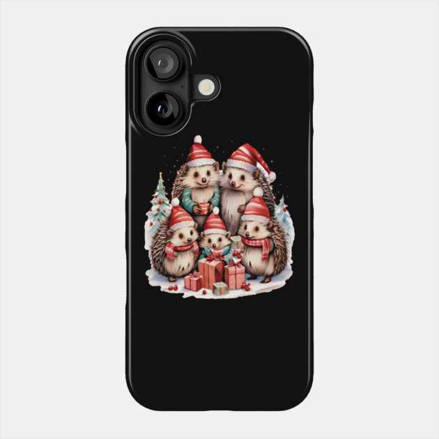 Merry Christmas Hedge Hogs Phone Case by BirdsnStuff