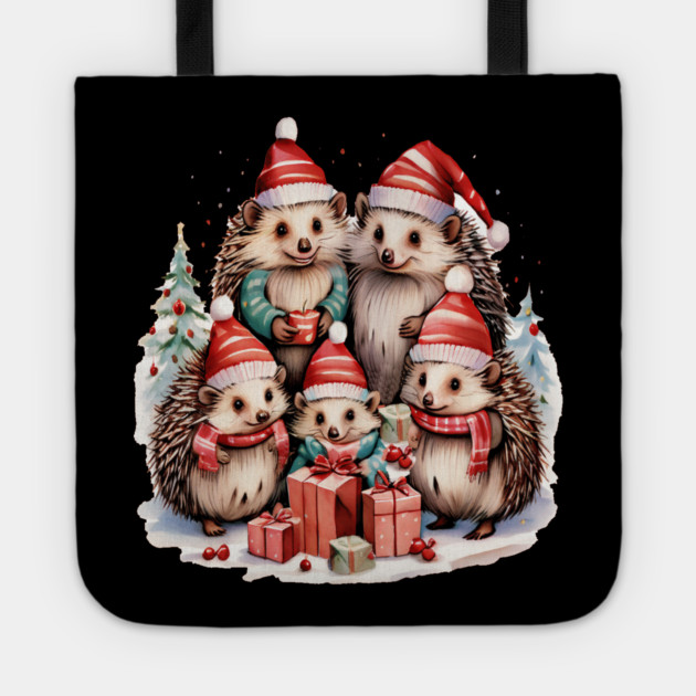 Merry Christmas Hedge Hogs Tote by BirdsnStuff