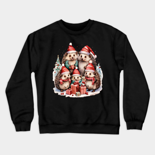 Merry Christmas Hedge Hogs Crewneck Sweatshirt by BirdsnStuff