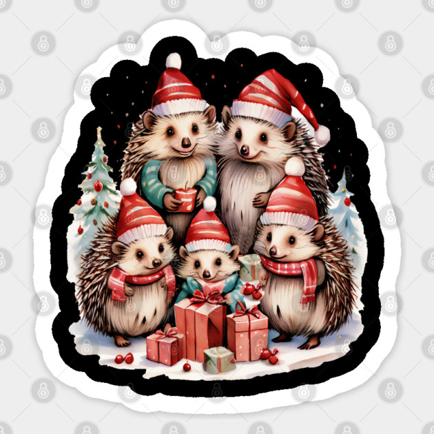 Merry Christmas Hedge Hogs Sticker by BirdsnStuff
