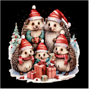 Merry Christmas Hedge Hogs Posters and Art