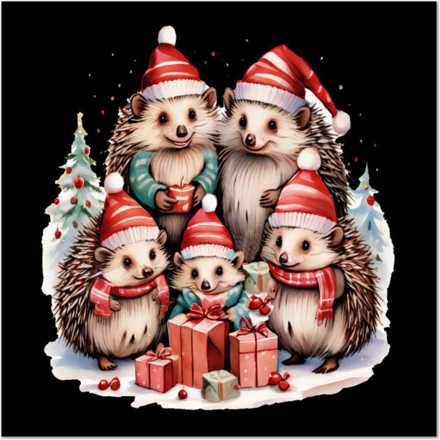 Merry Christmas Hedge Hogs Wall Art by BirdsnStuff