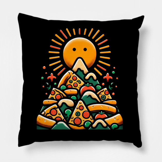 Funny Pizza Moutain for Pizza Lovers Pillow by logiamerch