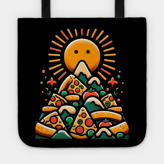 Funny Pizza Moutain for Pizza Lovers Tote by logiamerch