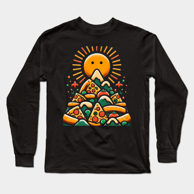 Funny Pizza Moutain for Pizza Lovers Long Sleeve T-Shirt by logiamerch