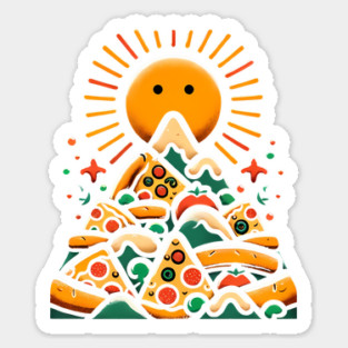 Funny Pizza Moutain for Pizza Lovers Sticker