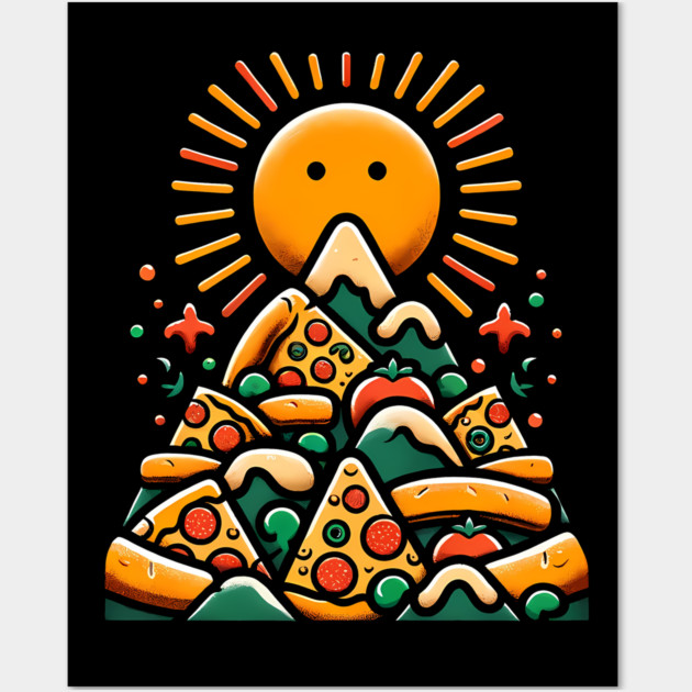 Funny Pizza Moutain for Pizza Lovers Wall Art by logiamerch