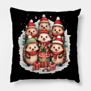 Merry Christmas Hedge Hogs Pillow