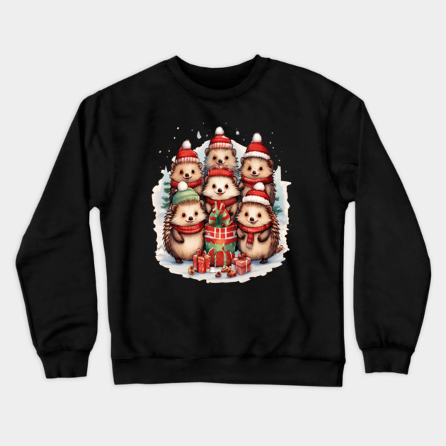 Merry Christmas Hedge Hogs Crewneck Sweatshirt by BirdsnStuff