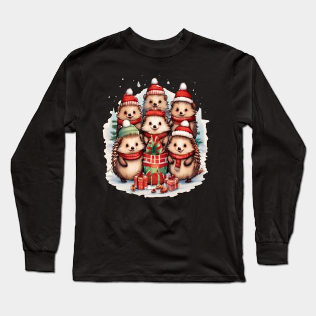 Merry Christmas Hedge Hogs Long Sleeve T-Shirt by BirdsnStuff
