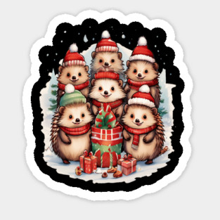 Merry Christmas Hedge Hogs Sticker