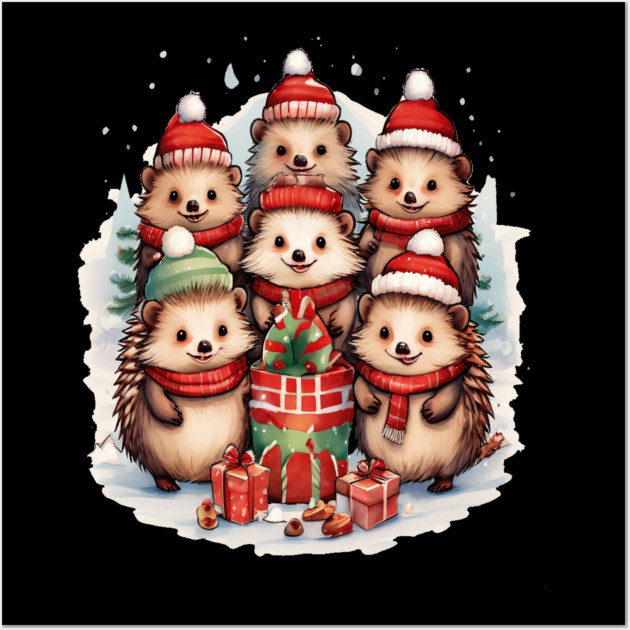 Merry Christmas Hedge Hogs Wall Art by BirdsnStuff