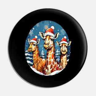 Chrismtas Girraffe and Santa Hats Pin