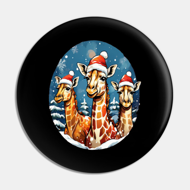 Chrismtas Girraffe and Santa Hats Pin by BirdsnStuff