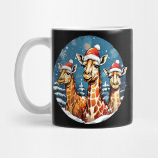 Chrismtas Girraffe and Santa Hats Mug