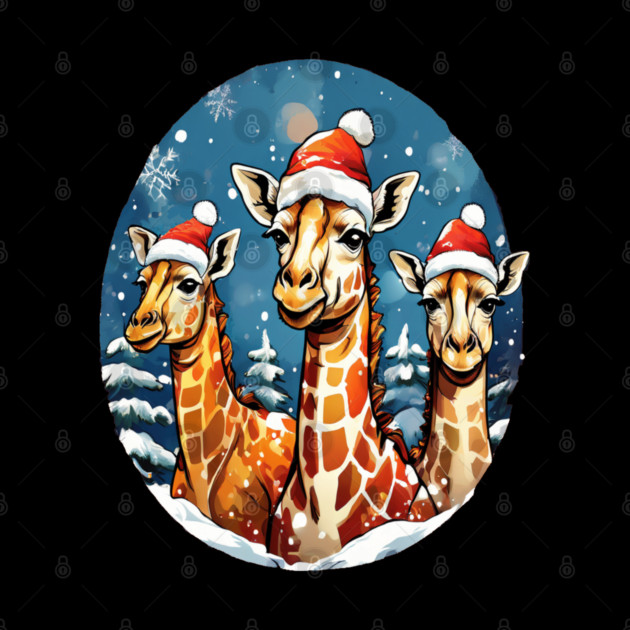 Chrismtas Girraffe and Santa Hats by BirdsnStuff