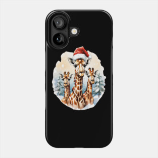 Chrismtas Girraffe and Santa Hats Phone Case