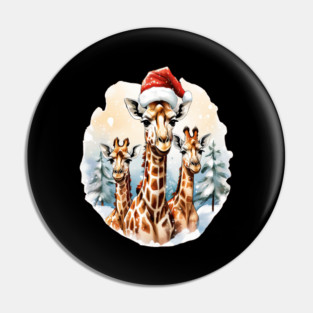 Chrismtas Girraffe and Santa Hats Pin