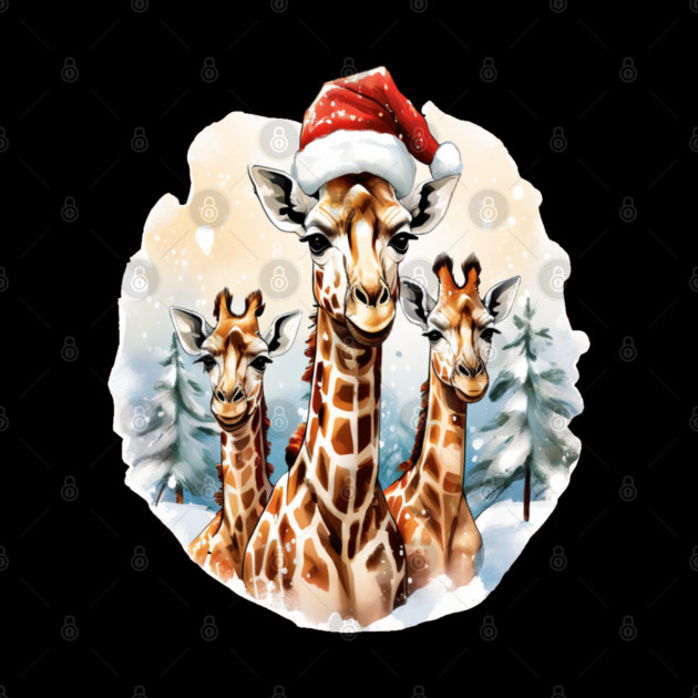 Chrismtas Girraffe and Santa Hats by BirdsnStuff