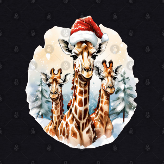Chrismtas Girraffe and Santa Hats by BirdsnStuff