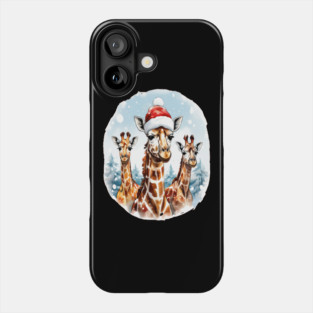 Chrismtas Girraffe and Santa Hats Phone Case