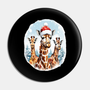 Chrismtas Girraffe and Santa Hats Pin