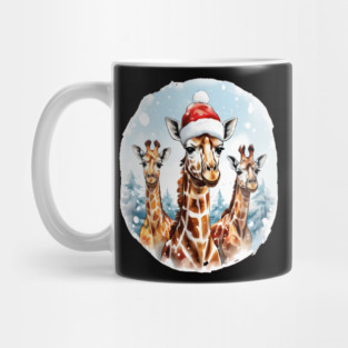 Chrismtas Girraffe and Santa Hats Mug