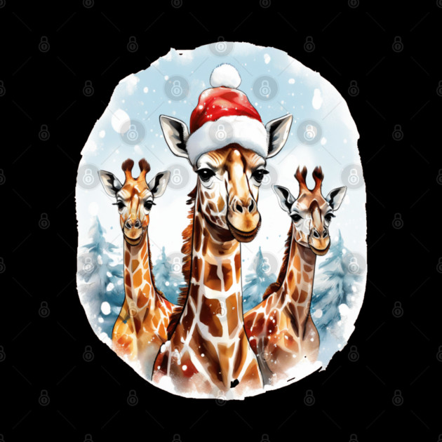 Chrismtas Girraffe and Santa Hats by BirdsnStuff