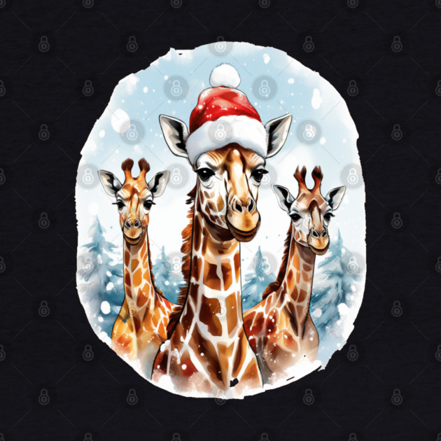 Chrismtas Girraffe and Santa Hats by BirdsnStuff