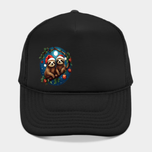 Cute Christmas Sloths in Santa Hats Hat