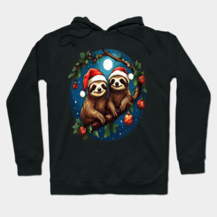 Cute Christmas Sloths in Santa Hats Hoodie