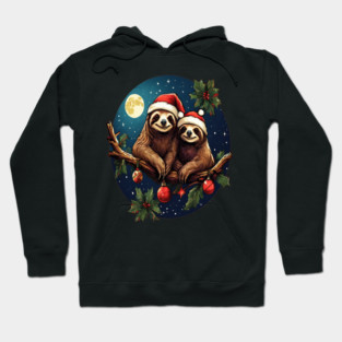 Cute Christmas Sloths in Santa Hats Hoodie