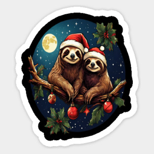 Cute Christmas Sloths in Santa Hats Magnet