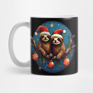 Cute Christmas Sloths in Santa Hats Mug