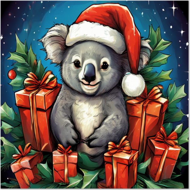 Koala Bear Christmas Wall Art by BirdsnStuff