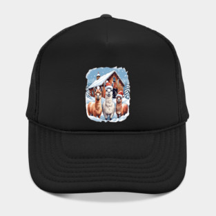 Llamas Christmas Barn Scene Hat