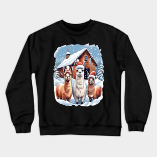 Llamas Christmas Barn Scene Crewneck Sweatshirt