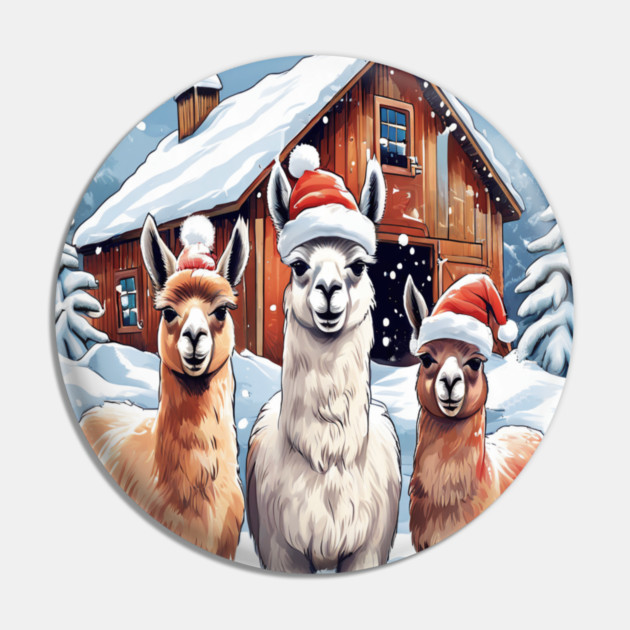 Llamas Christmas Barn Scene Pin by BirdsnStuff