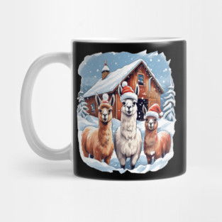 Llamas Christmas Barn Scene Mug