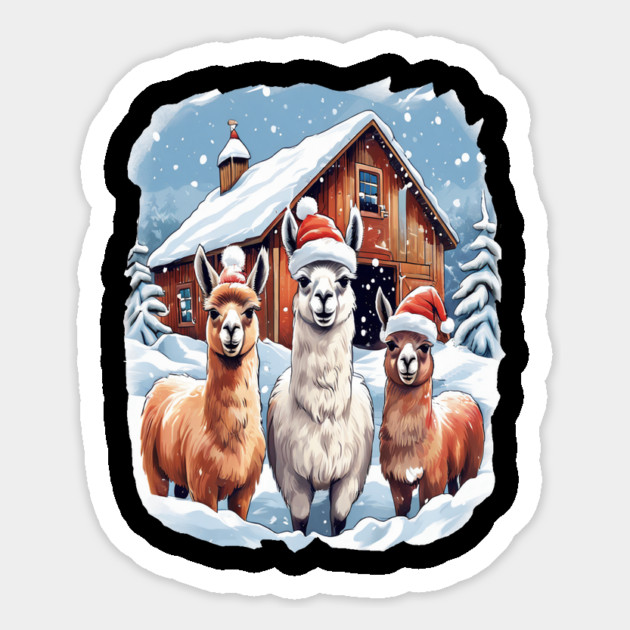 Llamas Christmas Barn Scene Magnet by BirdsnStuff