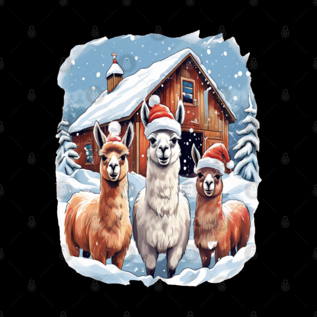 Llamas Christmas Barn Scene by BirdsnStuff