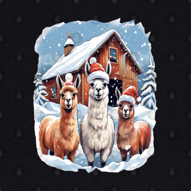 Llamas Christmas Barn Scene by BirdsnStuff