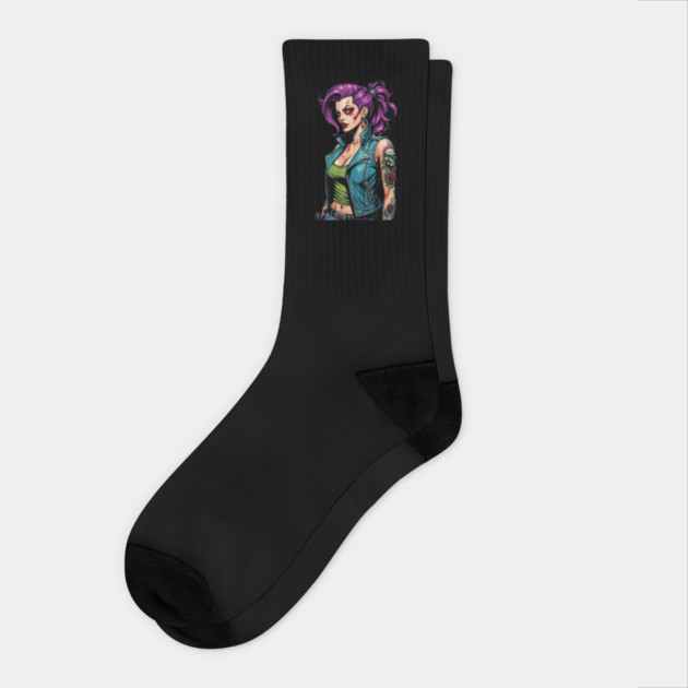 Zombie Pinup Girl Socks by Grave Digs