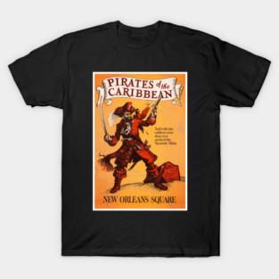 Blackbeard Pirates of the Caribbean New Orleans Square Vintage Parchment Poster T-Shirt