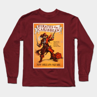 Blackbeard Pirates of the Caribbean New Orleans Square Vintage Parchment Poster Long Sleeve T-Shirt