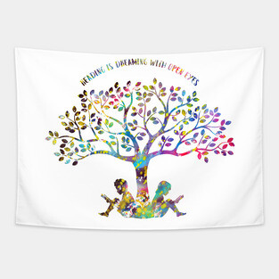 Reading is dreaming with open eyes Tapestry